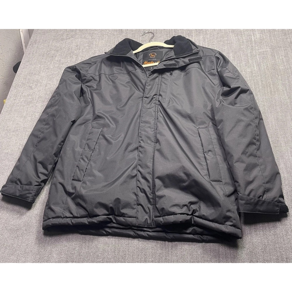 Hawke & Co Mens Insulated Jacket Large Black Quilted Lined Full Zip Warm OFP1027